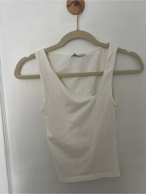 Zara Cream Scoop Neck Tank Top